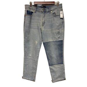 NEW! Gap Girlfriend Fit Patchwork Color Block Distressed Jeans Women's Size 10